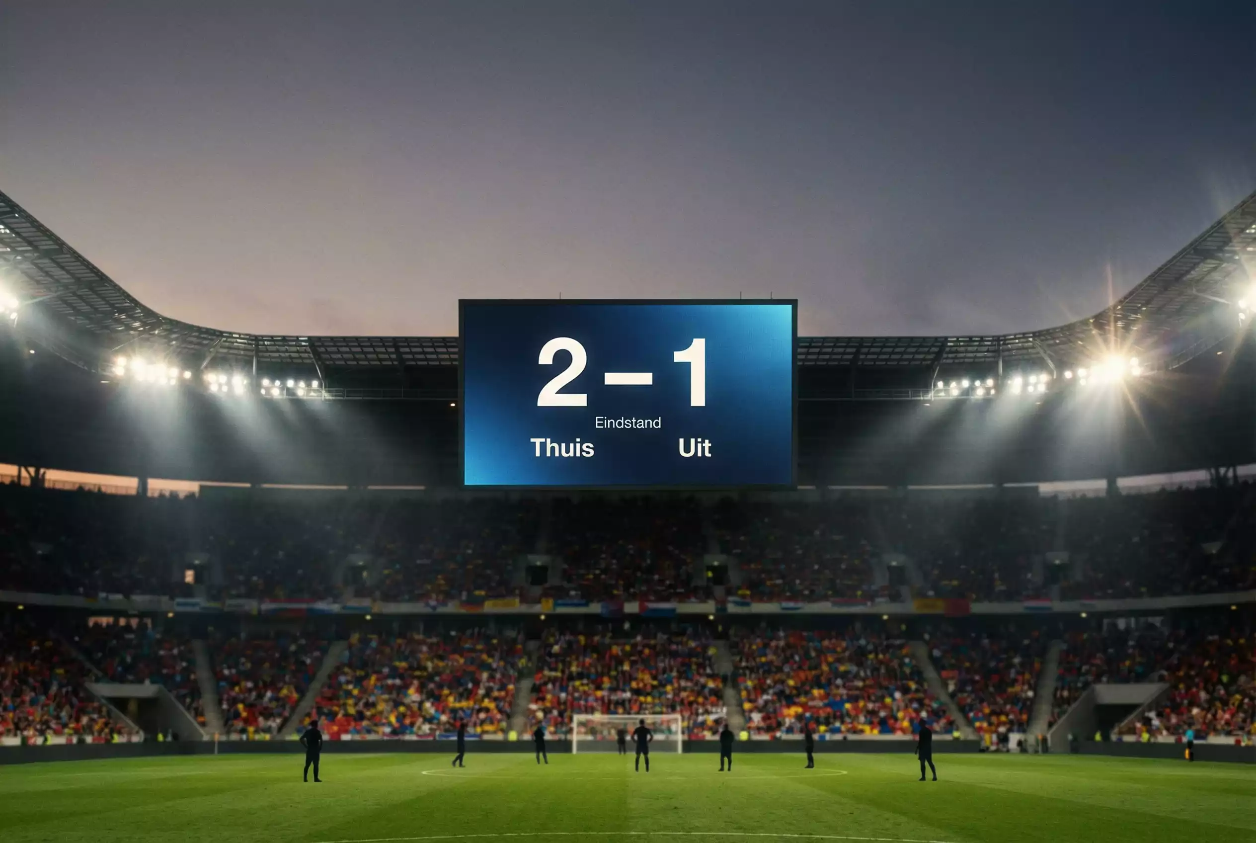 Scorebord in een voetbalstadion met de stand van een wedstrijd