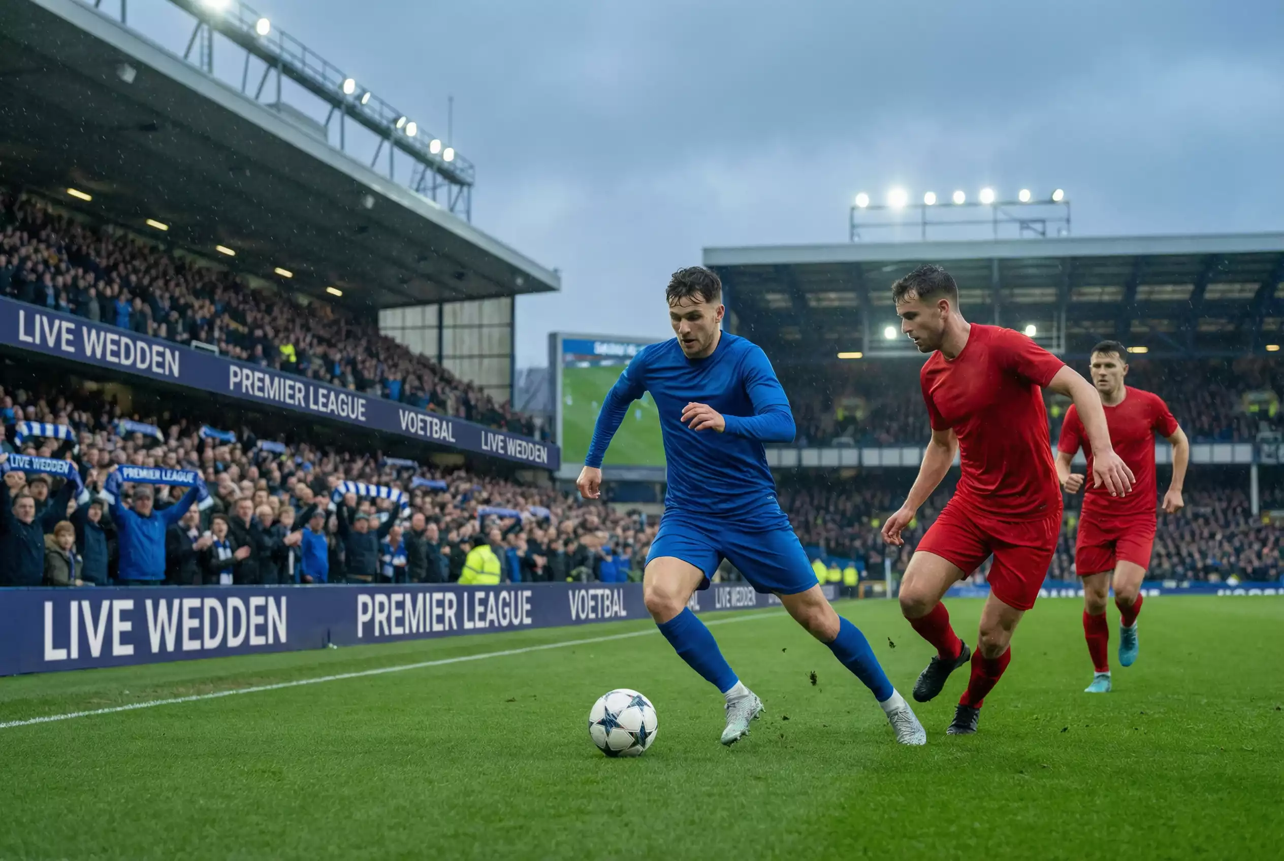 Premier League voetbalwedstrijd in een vol Engels stadion