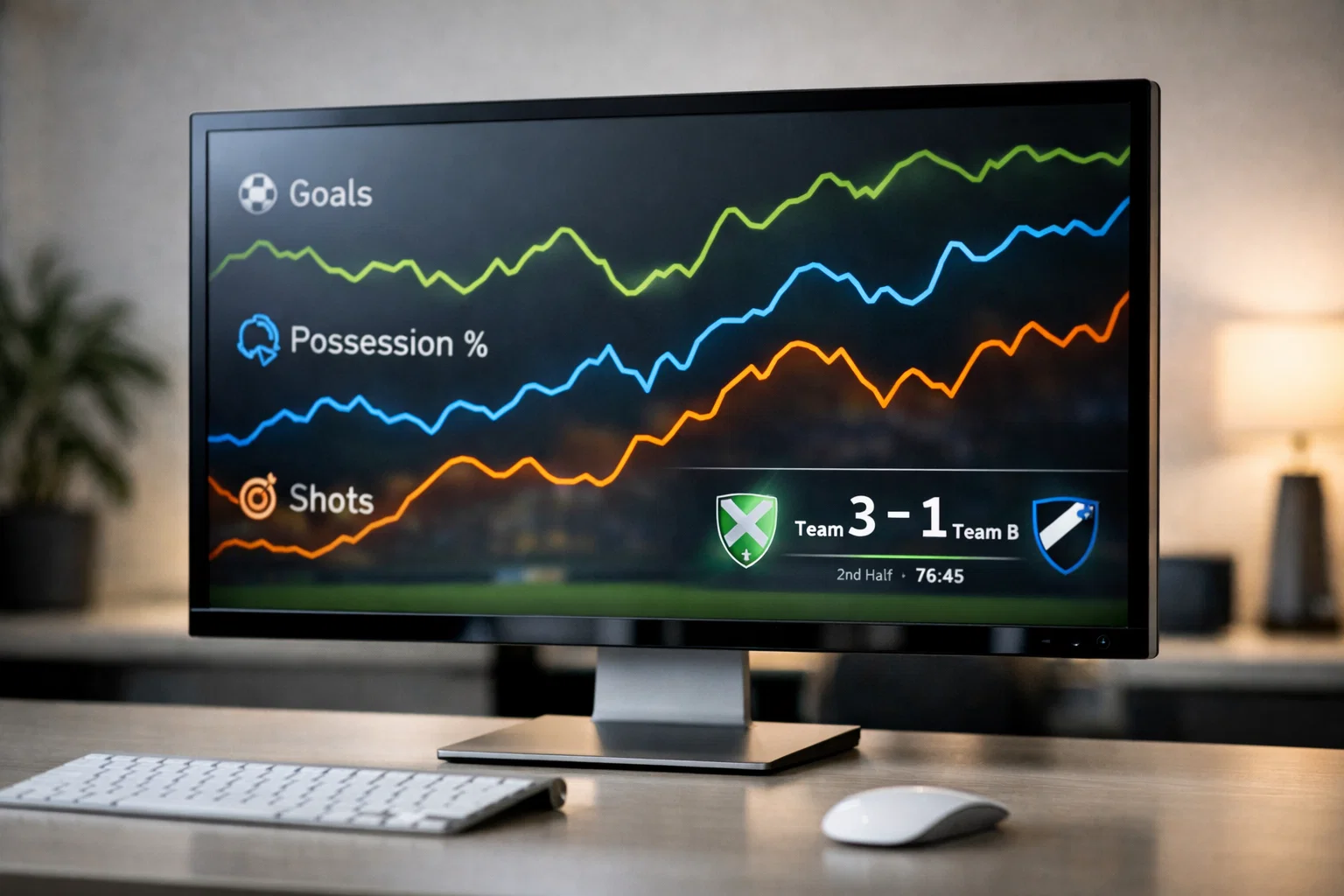 Eenvoudige stijgende en dalende lijngrafiek die marktbewegingen visualiseert op een scherm