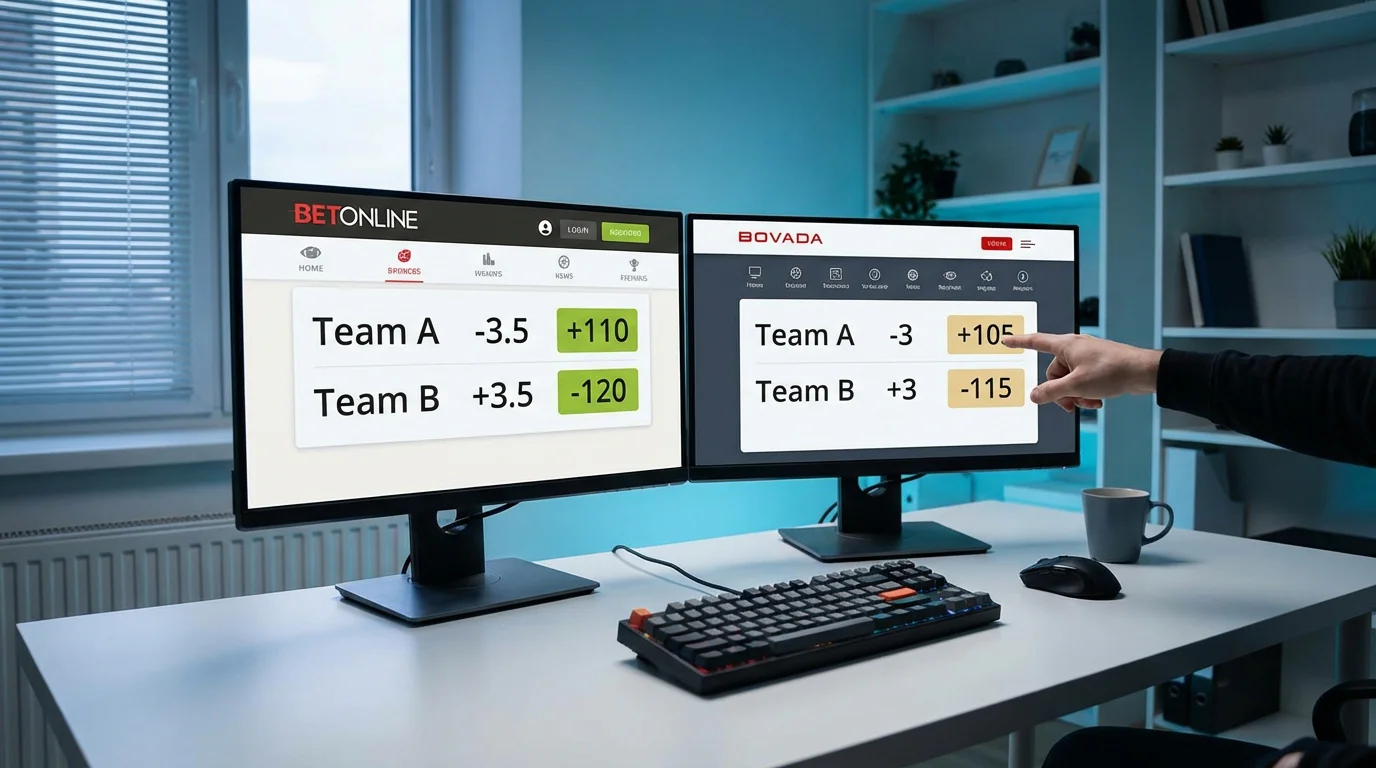 Meerdere schermen die verschillende bookmaker-odds naast elkaar tonen