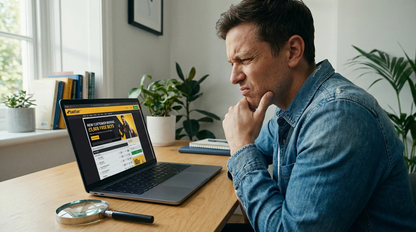 Persoon die de voorwaarden van een bonus leest op een laptop